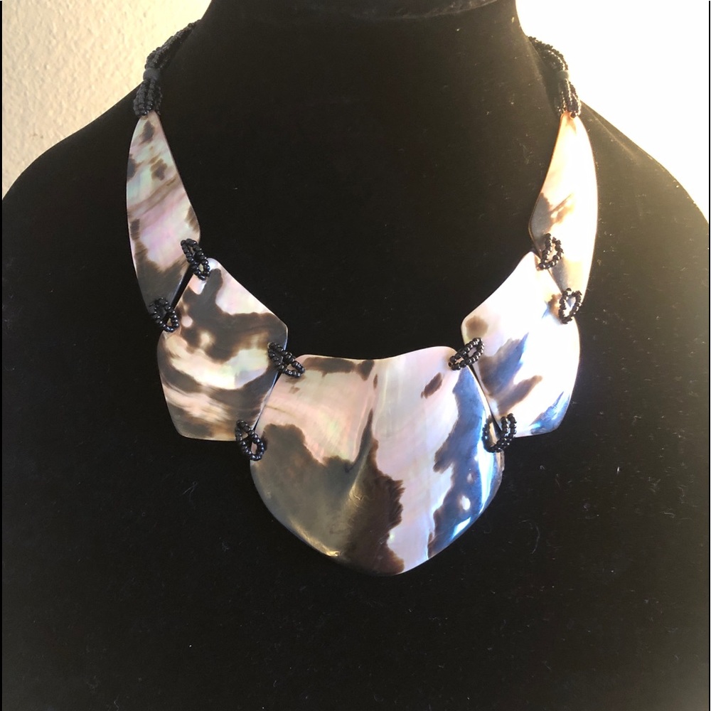 Vintage Abalone Style Statement Necklace